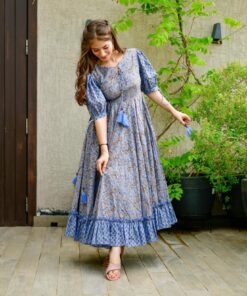 Blue heather cotton dress