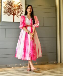 pink organza shibori dress