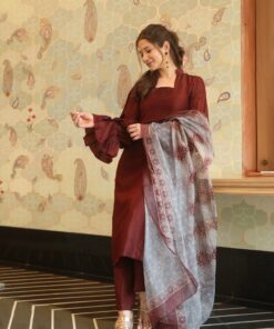 blossomy brown kurta set