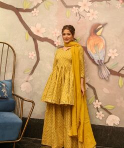 Della yellow kurta sharara set