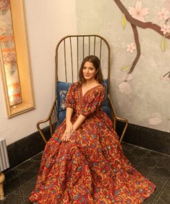 preksha maroon floral dress