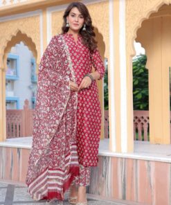 GEETANJALI CHANDERI HANDBLOCK SUIT SET
